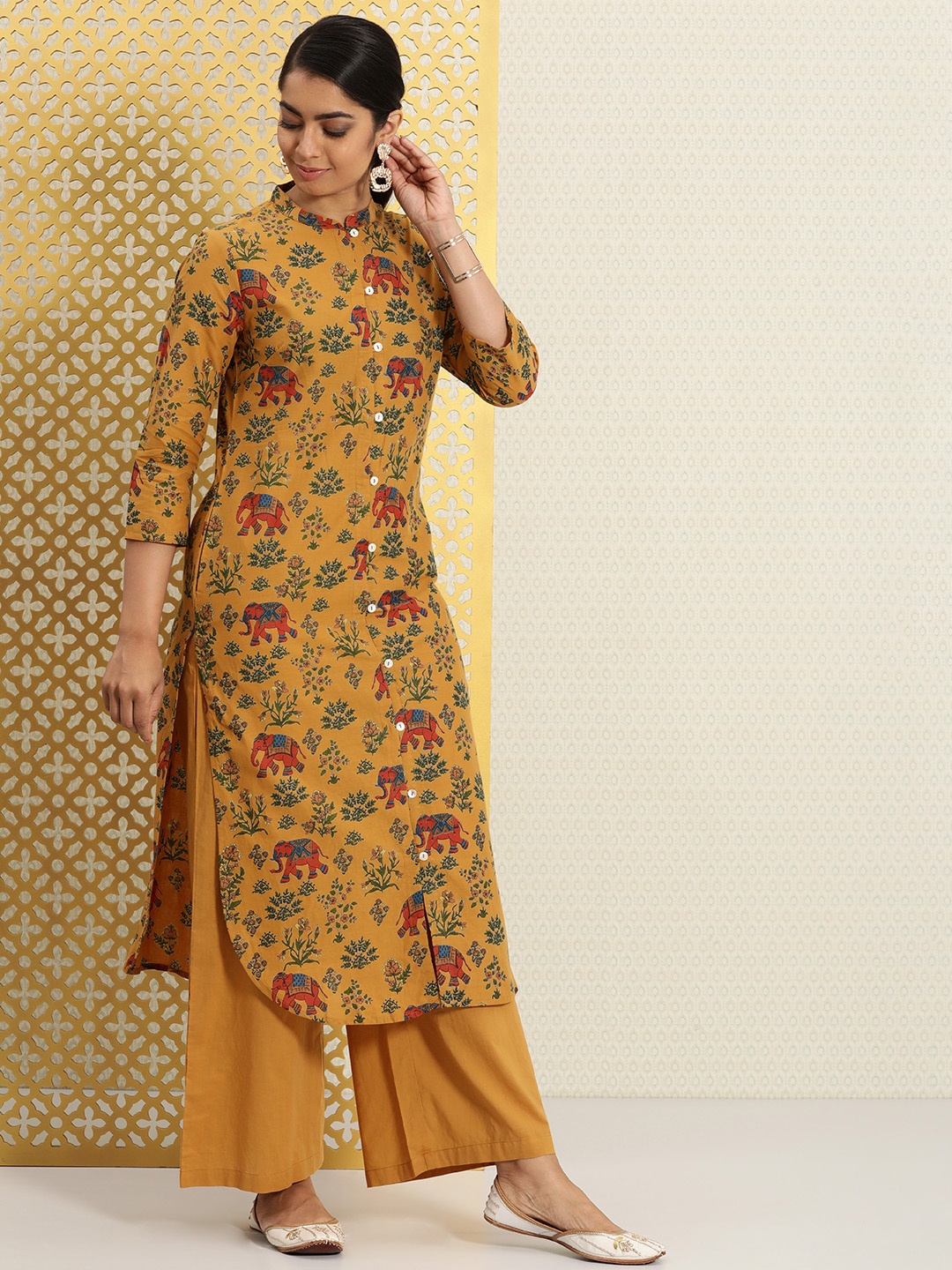 House of Pataudi Women Mustard Yellow Ethnic Motifs Printed Rozana Kurta with Palazzos
House of Pataudi Women Mustard Yellow Ethnic Motifs Printed Rozana Kurta with Palazzos