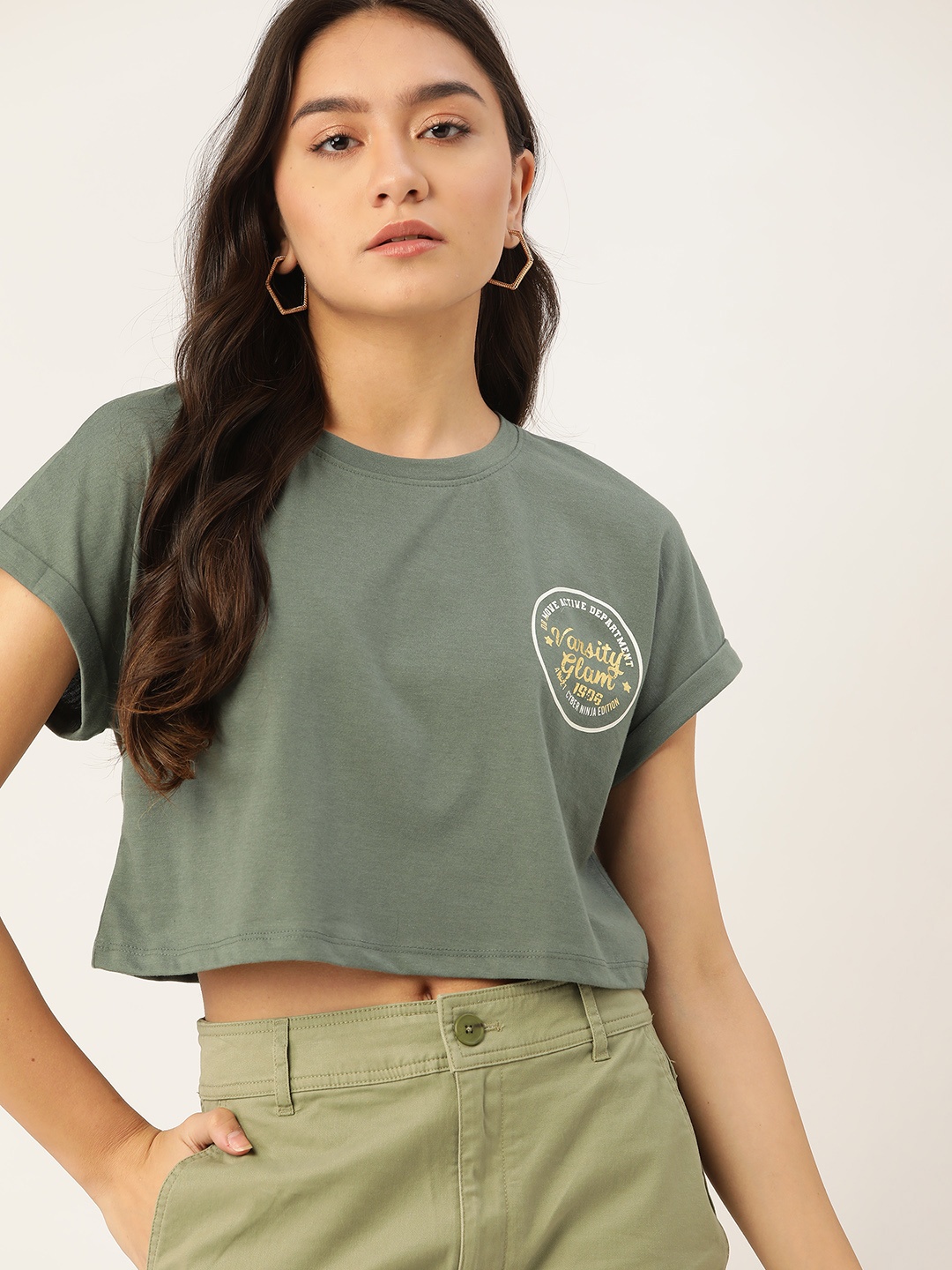 DressBerry Women Olive Green Brand Logo Printed Extended Sleeves Sustainable & Recycled T-shirt
DressBerry Women Olive Green Brand Logo Printed Extended Sleeves Sustainable & Recycled T-shirt