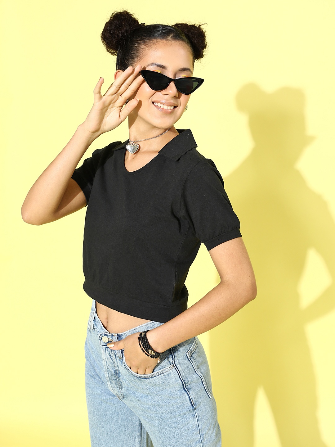 DressBerry Polo Collar Pure Cotton T-shirt, Black