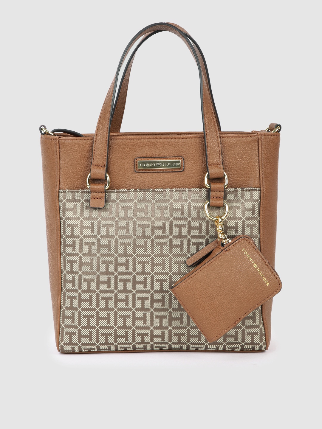 Tommy Hilfiger Tan Brown & Beige NAOMI II Brand Logo Printed Structured Handheld Bag
Tommy Hilfiger Tan Brown & Beige NAOMI II Brand Logo Printed Structured Handheld Bag