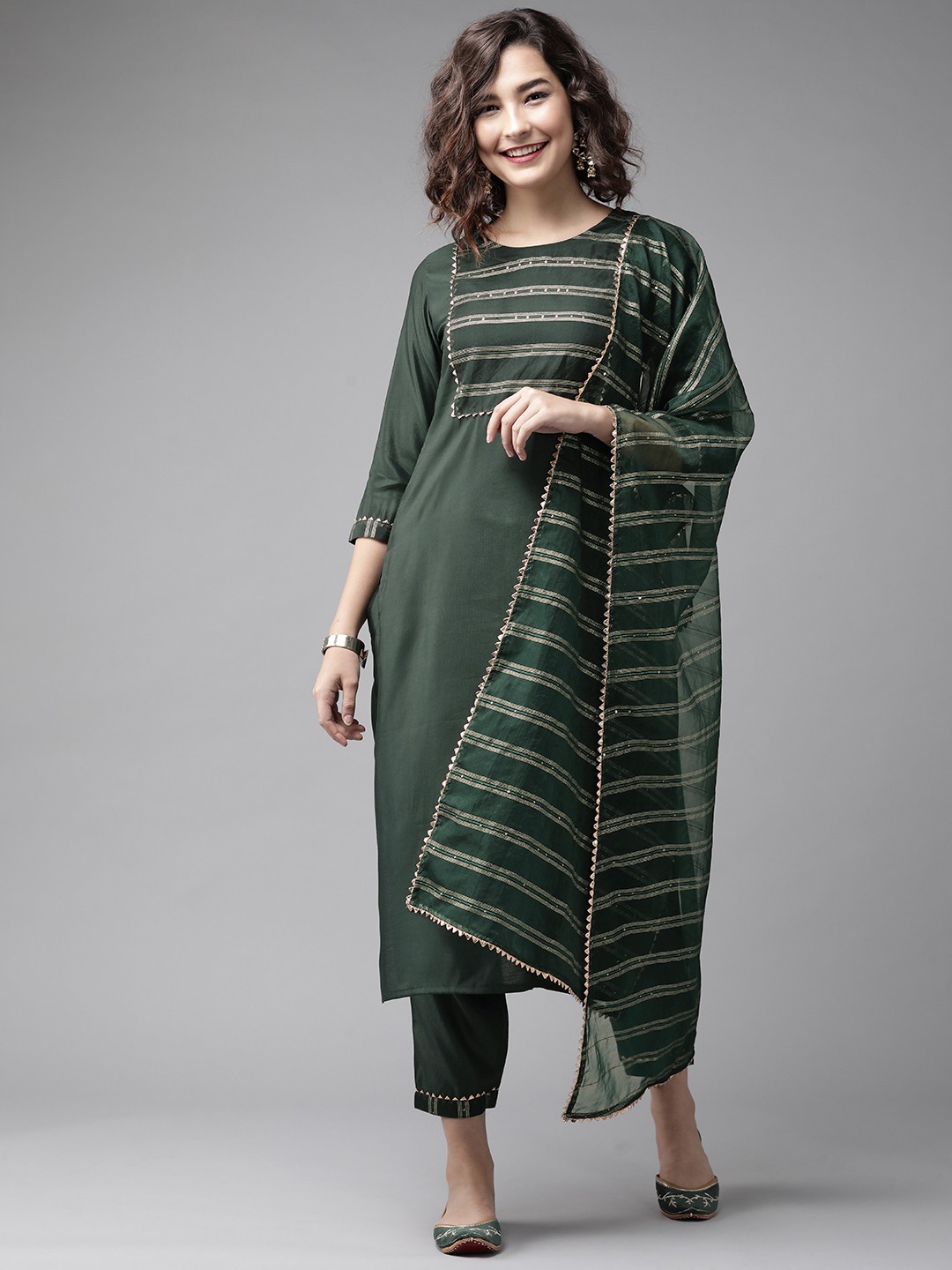 Indo Era Women Green Yoke Design Regular Gotta Patti Liva Kurta with Trousers & With Dupatta
Indo Era Women Green Yoke Design Regular Gotta Patti Liva Kurta with Trousers & With Dupatta