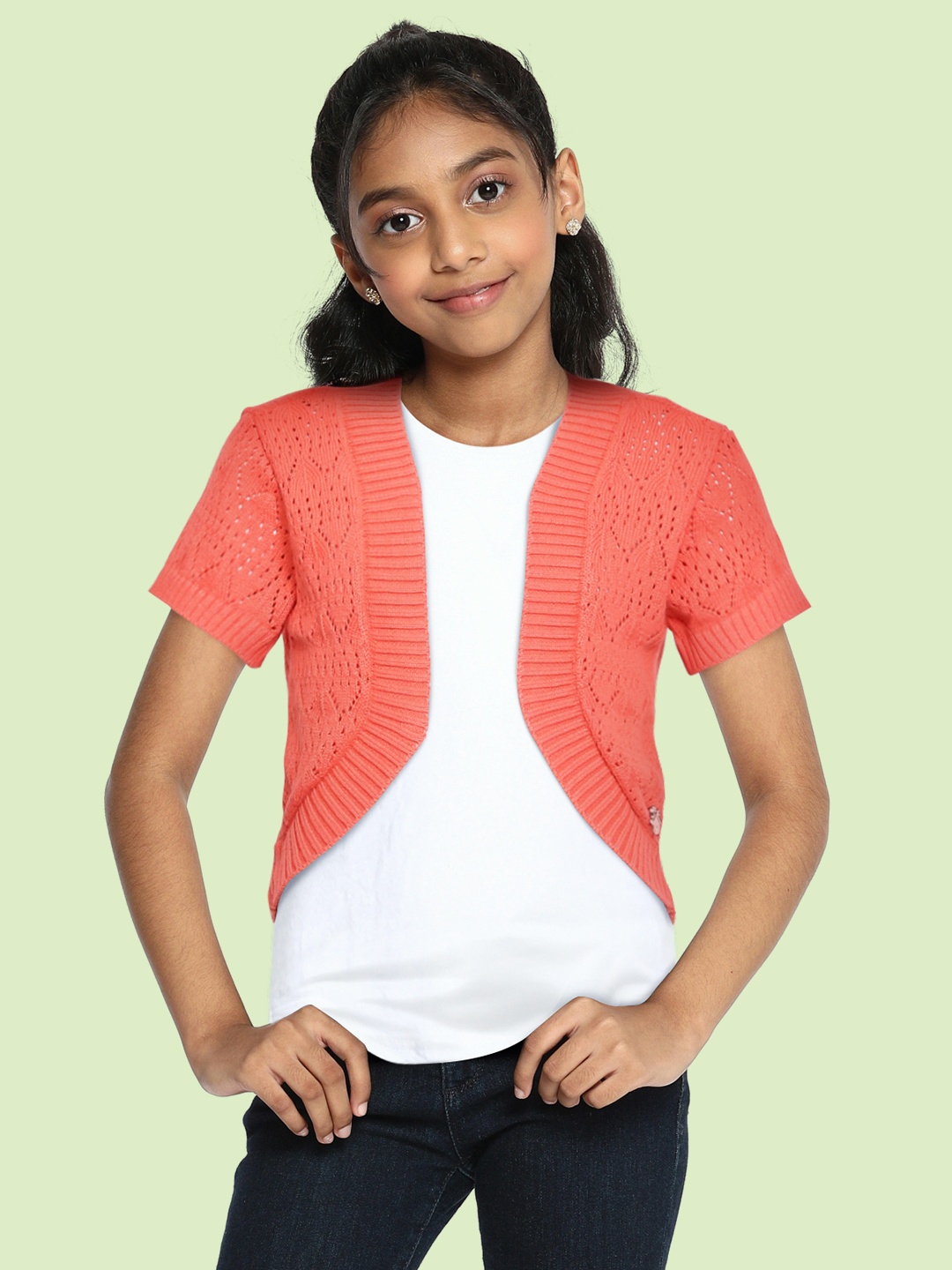 Allen Solly Junior Girls Coral Orange Pure Cotton Open Knitted Crop Front-Open Sweater
Allen Solly Junior Girls Coral Orange Pure Cotton Open Knitted Crop Front-Open Sweater