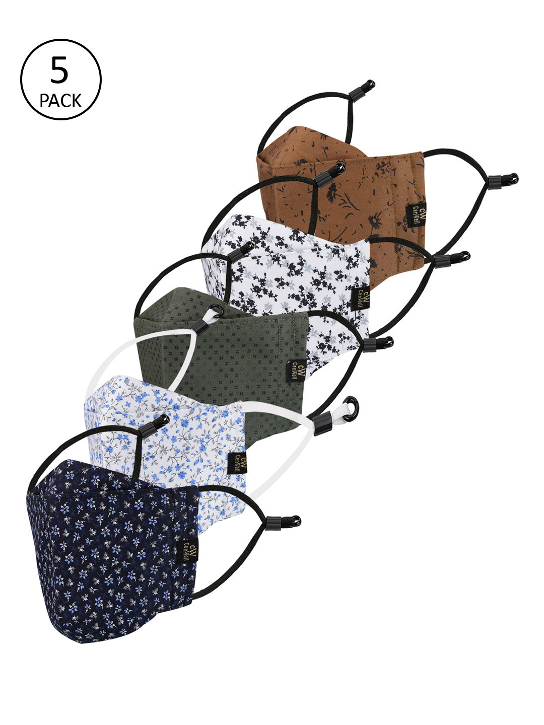 CENWELL Adult Pack Of 5 Printed Reusable 6-ply 3D Pure Cotton Cloth Masks, Brown
CENWELL Adult Pack Of 5 Printed Reusable 6-ply 3D Pure Cotton Cloth Masks, Brown