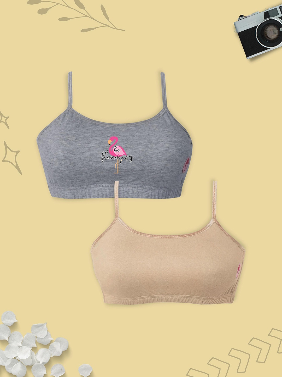 Girls Pack Of 2 Double Layer Premium Cotton Non-Wired Non Padded Beginners Bra DCBRJU6912/xxxs, Beige
Girls Pack Of 2 Double Layer Premium Cotton Non-Wired Non Padded Beginners Bra DCBRJU6912/xxxs, Beige