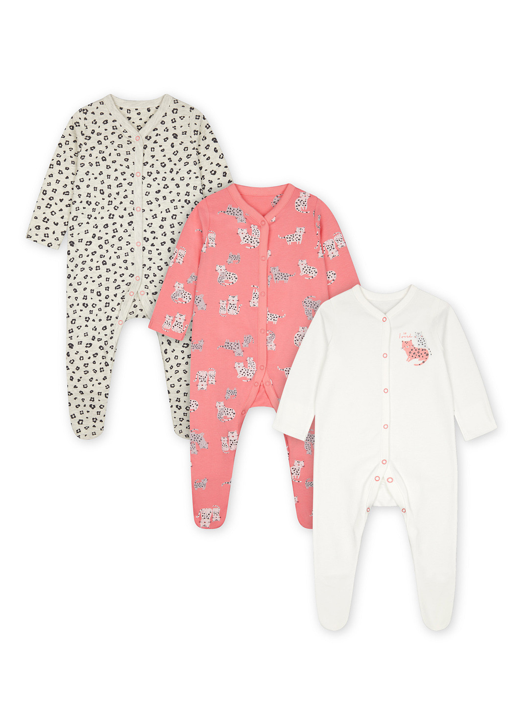 mothercare Infant Girls Pack of 3 Multicoloured Printed Pure Cotton Sleepsuits, Multi
mothercare Infant Girls Pack of 3 Multicoloured Printed Pure Cotton Sleepsuits, Multi