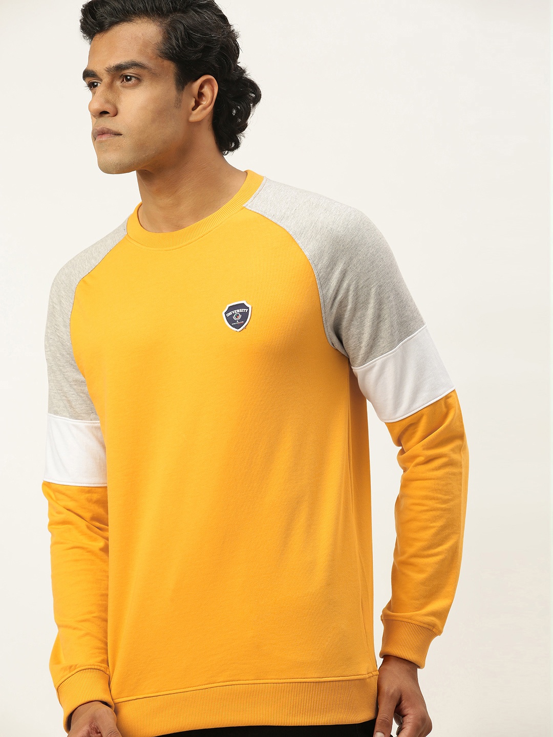 PETER ENGLAND UNIVERSITY Men Mustard Yellow Super Slim Colourblocked Sleeves Sweatshirt
PETER ENGLAND UNIVERSITY Men Mustard Yellow Super Slim Colourblocked Sleeves Sweatshirt