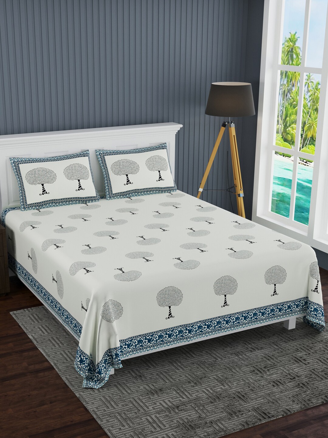 LIVING ROOTS White & Blue Floral 210 TC King Bedsheet with 2 Pillow Covers
LIVING ROOTS White & Blue Floral 210 TC King Bedsheet with 2 Pillow Covers
