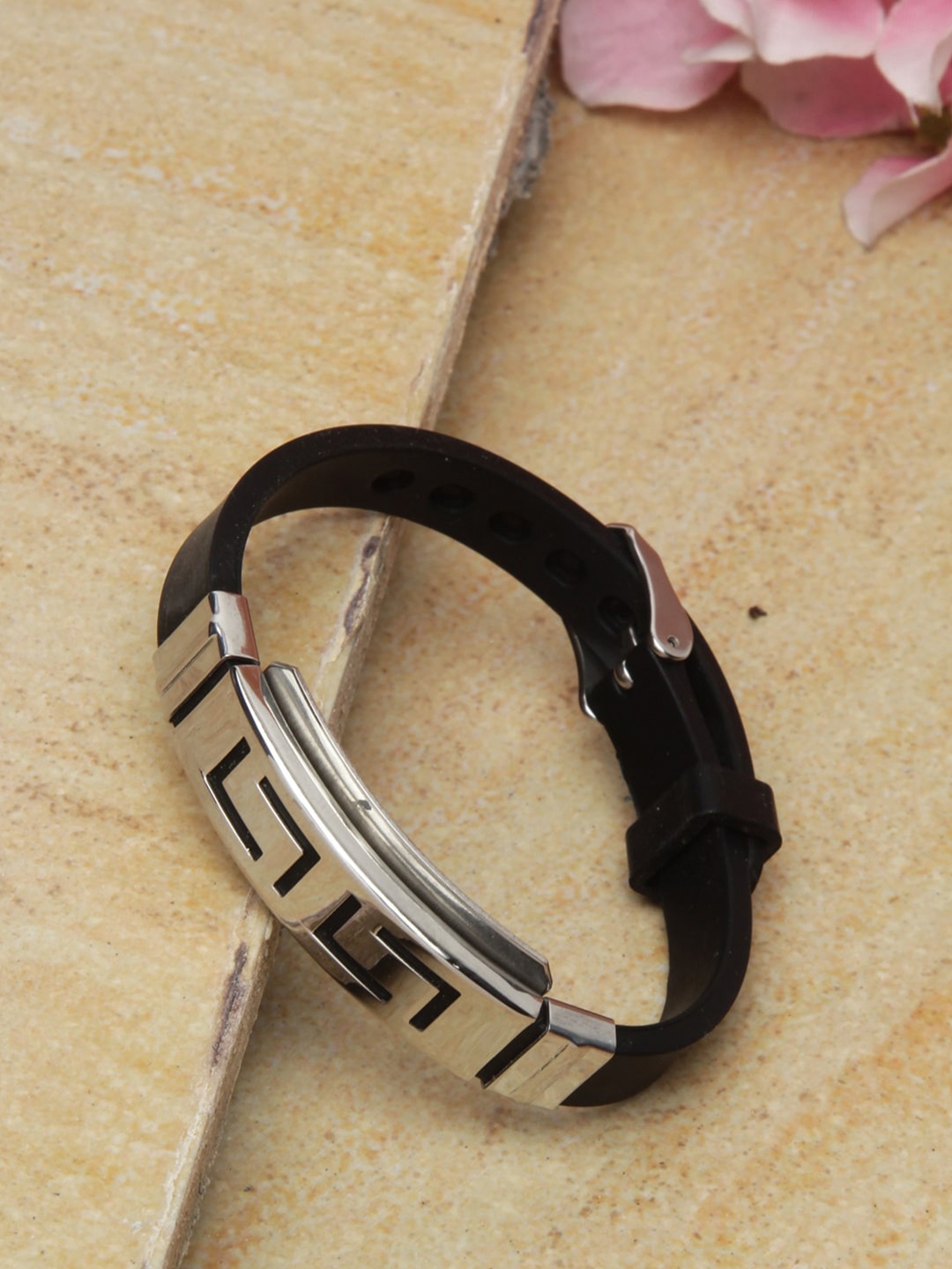 Shining Diva Fashion Men Black Silver-Toned Leather Silver-Plated Wraparound Bracelet
Shining Diva Fashion Men Black Silver-Toned Leather Silver-Plated Wraparound Bracelet