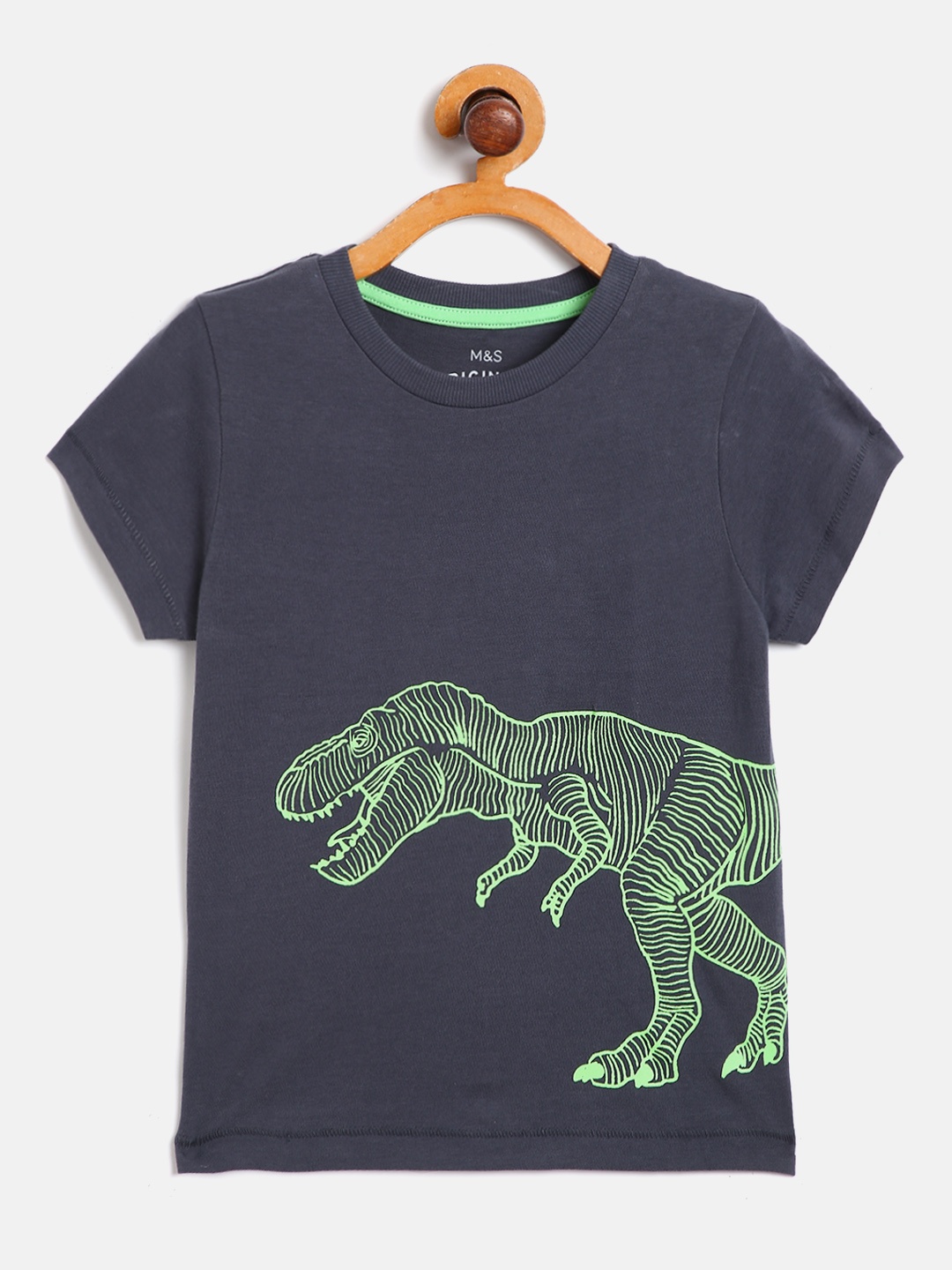 Marks & Spencer Boys Charcoal Grey & Lime Green Dinosaur Print Cotton Round Neck T-shirt
Marks & Spencer Boys Charcoal Grey & Lime Green Dinosaur Print Cotton Round Neck T-shirt