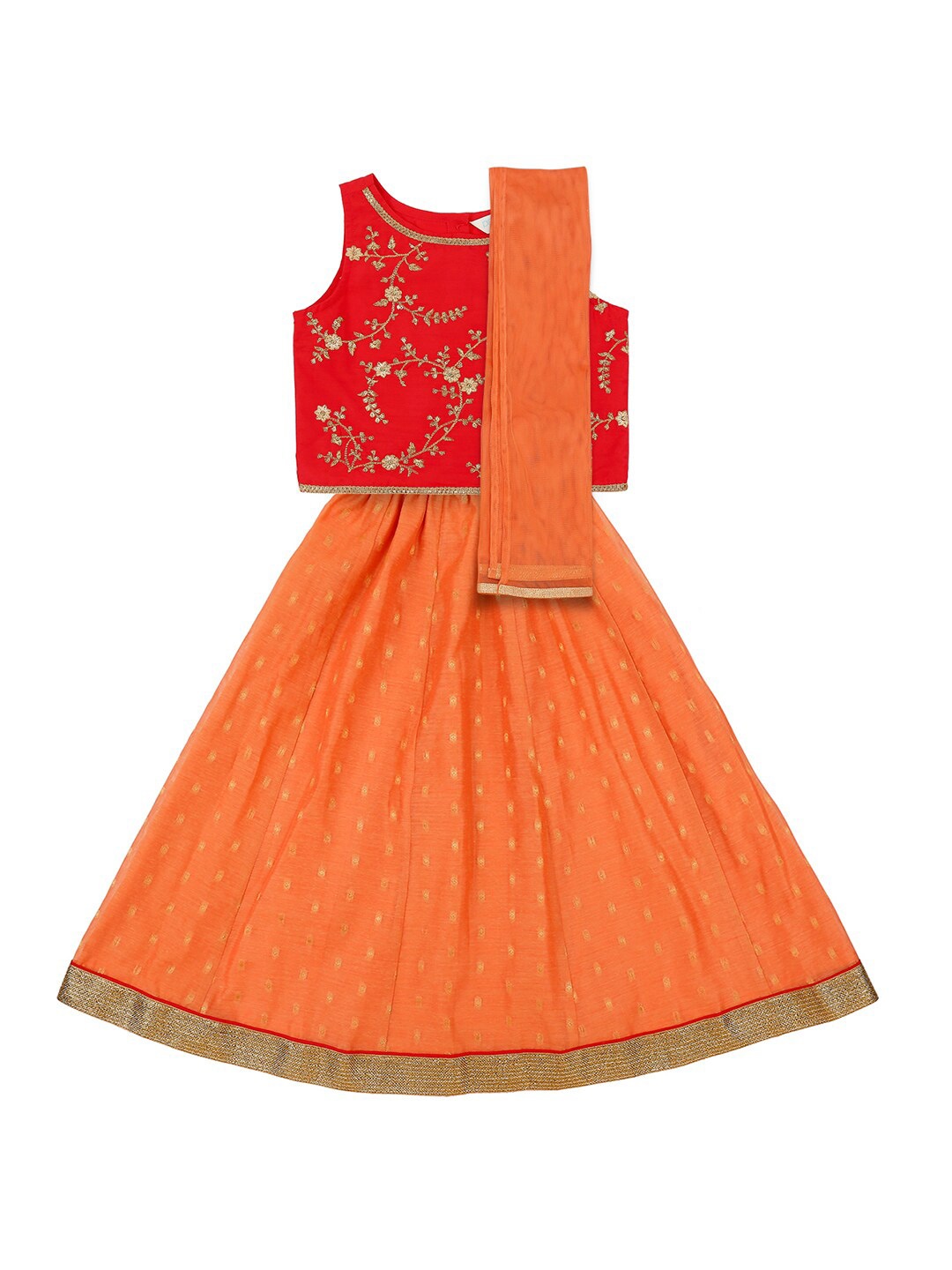 AKKRITI BY PANTALOONS Girls Coral & Orange Embellished Sequinned Ready to Wear Lehenga & Blouse With Dupatta
AKKRITI BY PANTALOONS Girls Coral & Orange Embellished Sequinned Ready to Wear Lehenga & Blouse With Dupatta