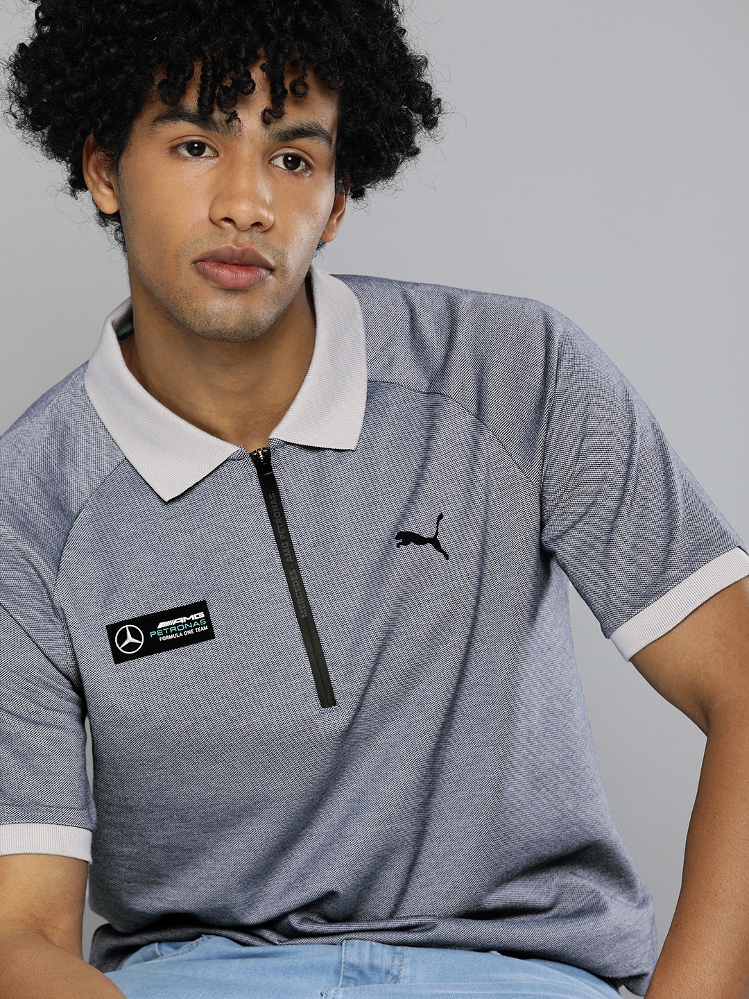 PUMA Motorsport Men Grey Mercedes AMG Petronas F1 2-Tone Polo Collar Pure Cotton T-shirt
PUMA Motorsport Men Grey Mercedes AMG Petronas F1 2-Tone Polo Collar Pure Cotton T-shirt