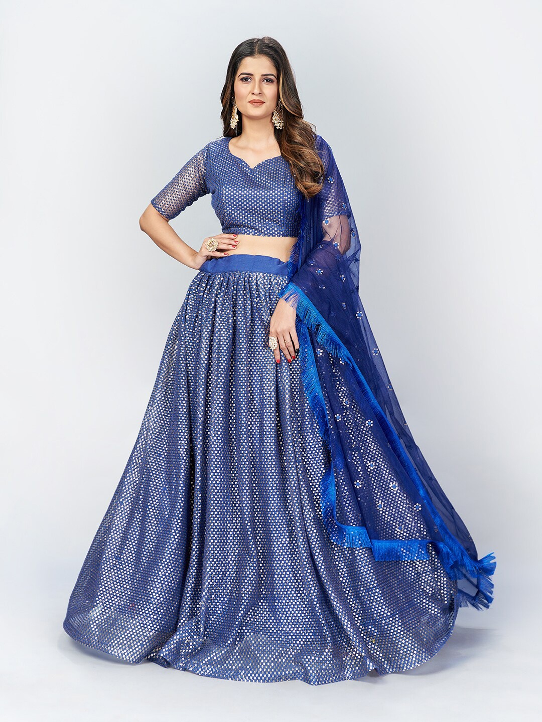 SHOPGARB Blue Embellished Sequinned Semi-Stitched Lehenga & Unstitched Blouse With Dupatta
SHOPGARB Blue Embellished Sequinned Semi-Stitched Lehenga & Unstitched Blouse With Dupatta