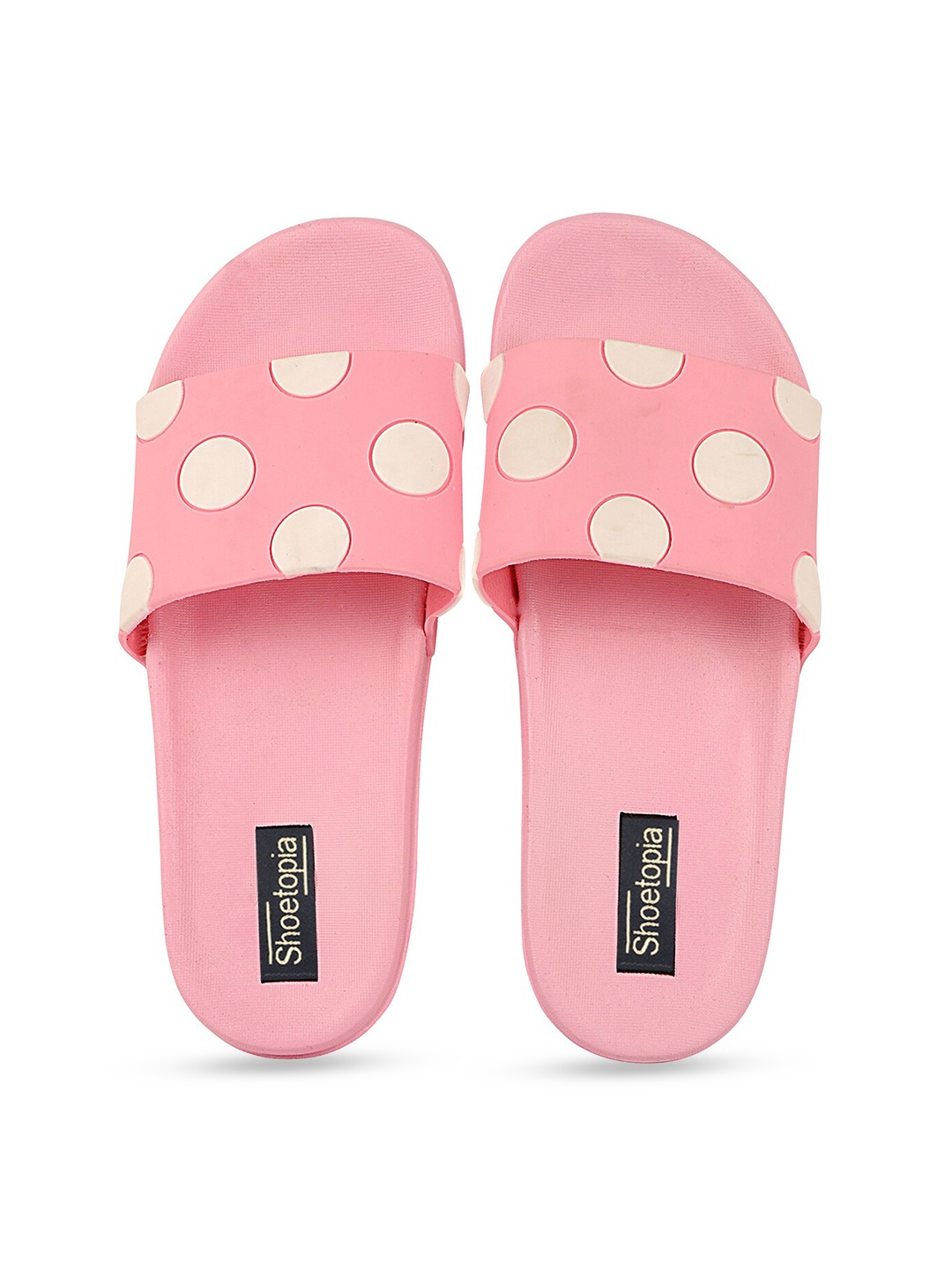 Shoetopia Women Pink Printed Slider Flip Flops