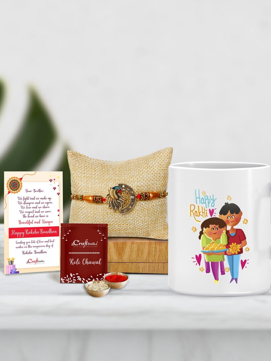 eCraftIndia Peocock Rakhi with Mug for Brother and Roli Chawal Pack, Greeting Card, Orange
eCraftIndia Peocock Rakhi with Mug for Brother and Roli Chawal Pack, Greeting Card, Orange