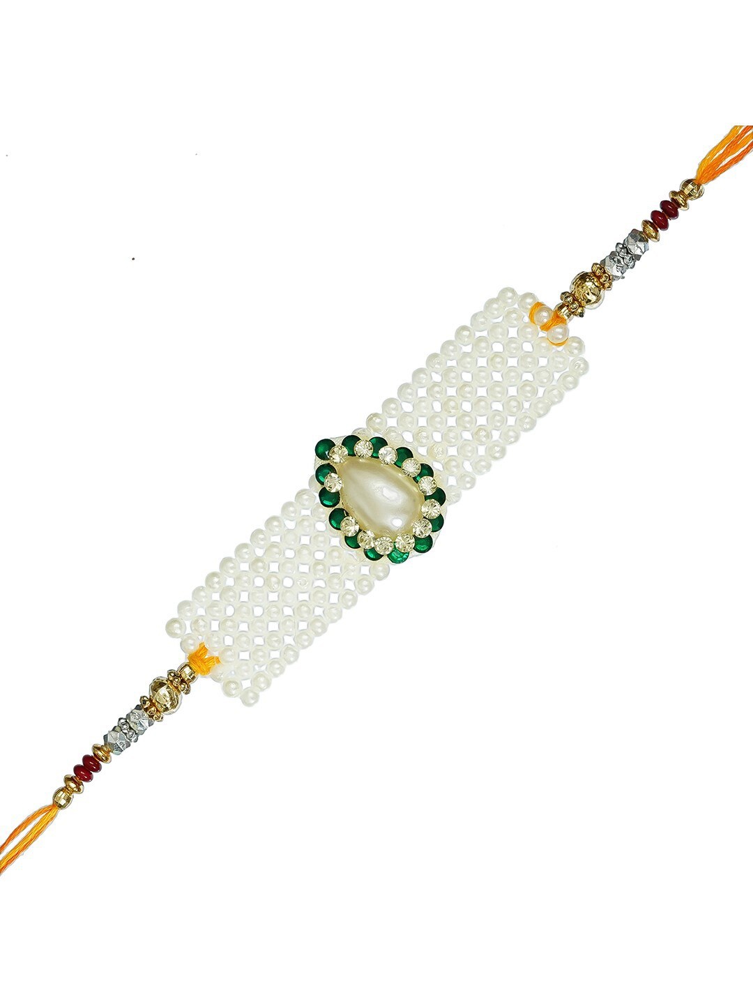 eCraftIndia Unisex Beaded Rakhi & Roli Chawal Set With Best Wishes Greeting Card, White
eCraftIndia Unisex Beaded Rakhi & Roli Chawal Set With Best Wishes Greeting Card, White