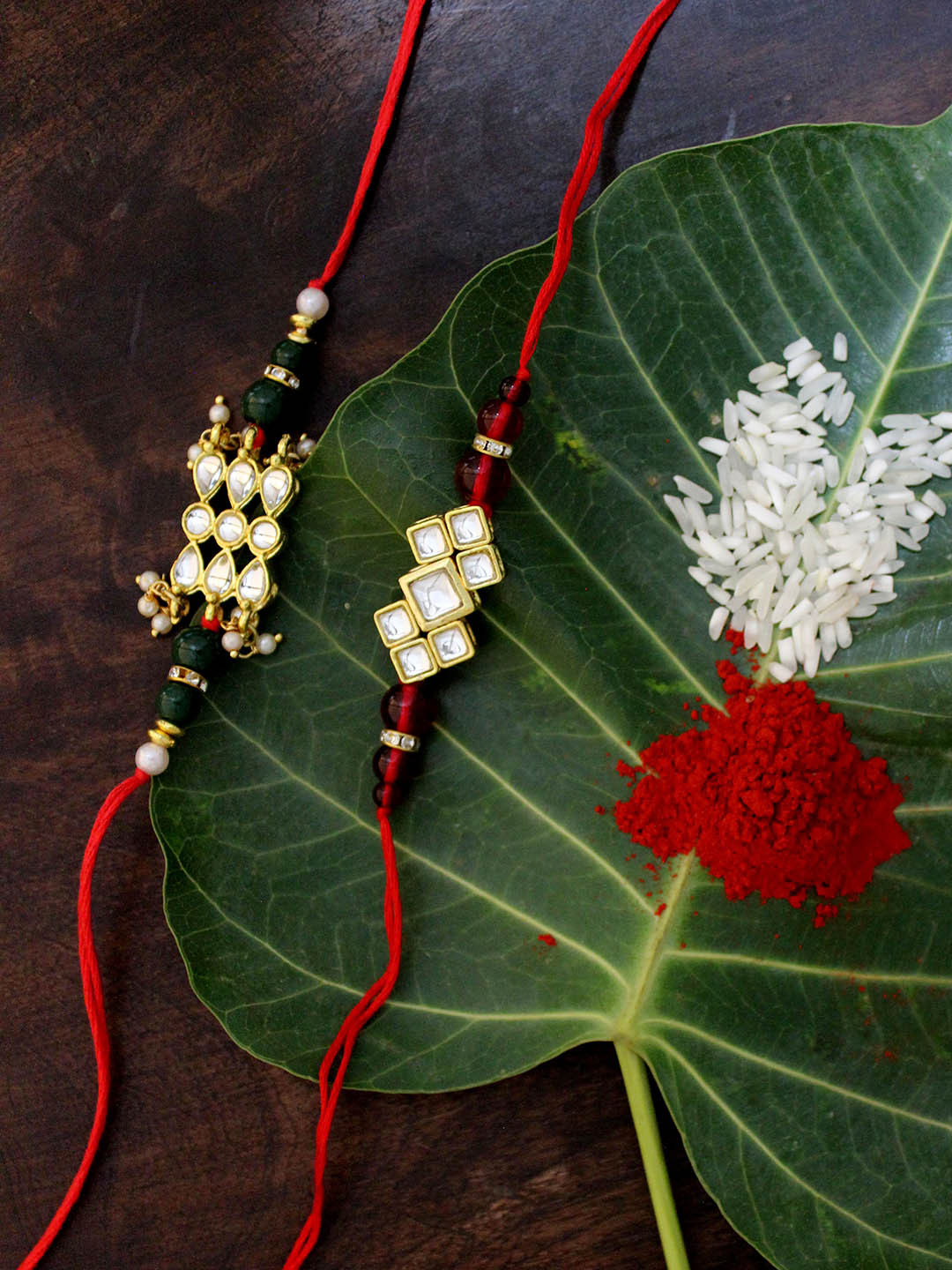 KARATCART Set of 2 Gold-Plated & Red Kundan Rakhi
KARATCART Set of 2 Gold-Plated & Red Kundan Rakhi