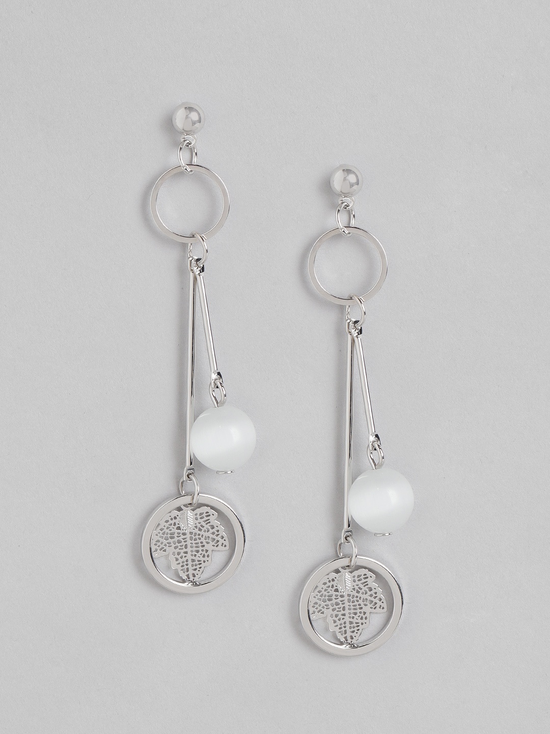 Carlton London Silver-Toned & White Rhodium-Plated Drop Earrings with Beaded Detail
Carlton London Silver-Toned & White Rhodium-Plated Drop Earrings with Beaded Detail