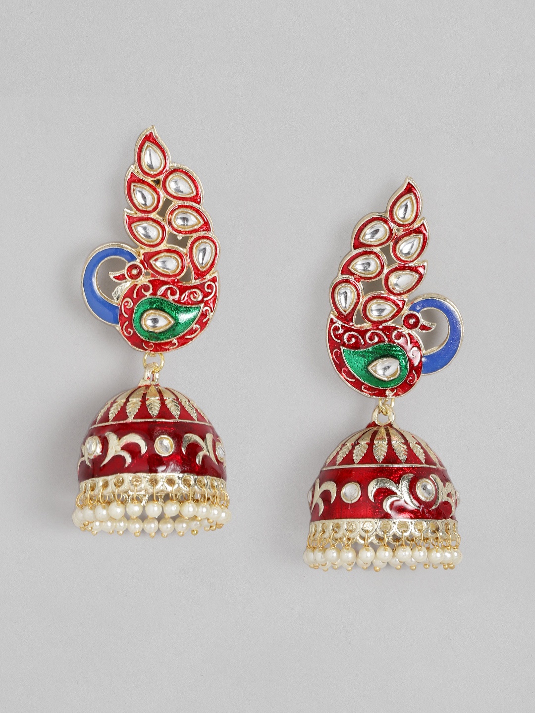 Melani Borsa Maroon & Green Gold-Plated Kundan Studded & Beaded Handcrafted Jhumkas
Melani Borsa Maroon & Green Gold-Plated Kundan Studded & Beaded Handcrafted Jhumkas