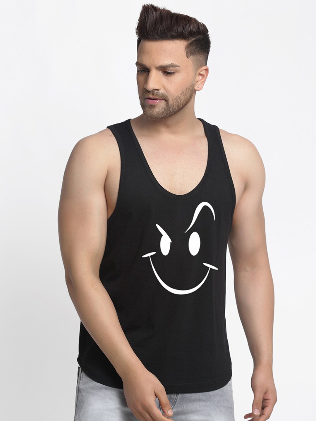 Friskers Men Black & White Smiley Printed Apple Cut Pure Cotton Innerwear Vest C211-01
Friskers Men Black & White Smiley Printed Apple Cut Pure Cotton Innerwear Vest C211-01
