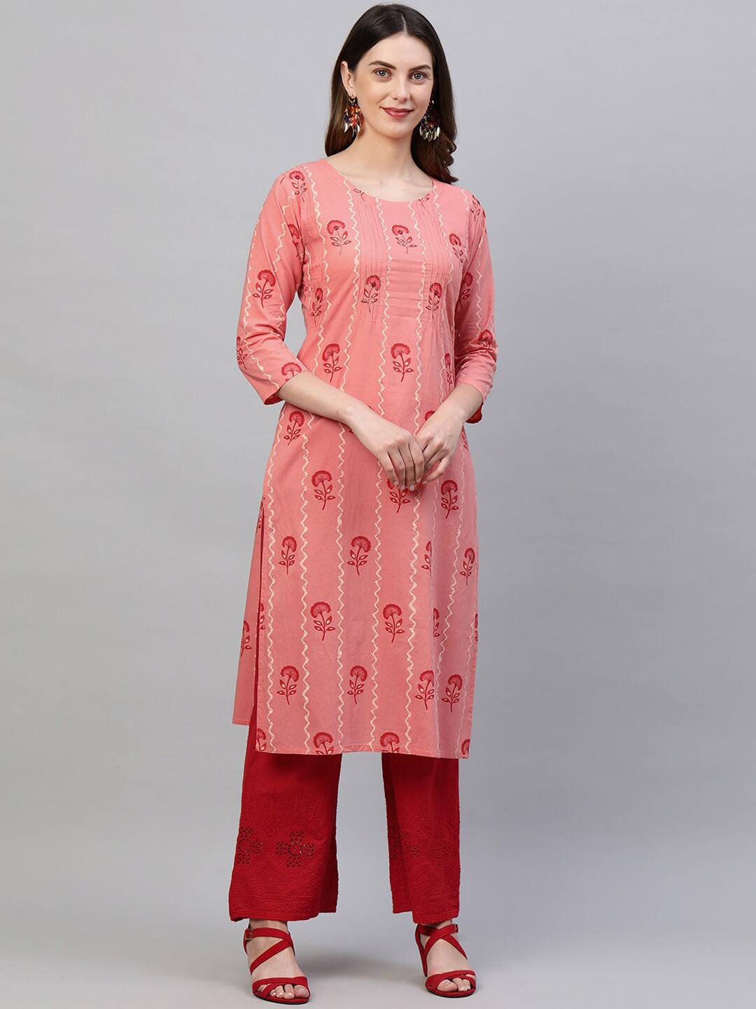 FASHOR Women Peach-Coloured Ethnic Motifs Embroidered & Printed Pin Tucks A-line Kurta
FASHOR Women Peach-Coloured Ethnic Motifs Embroidered & Printed Pin Tucks A-line Kurta