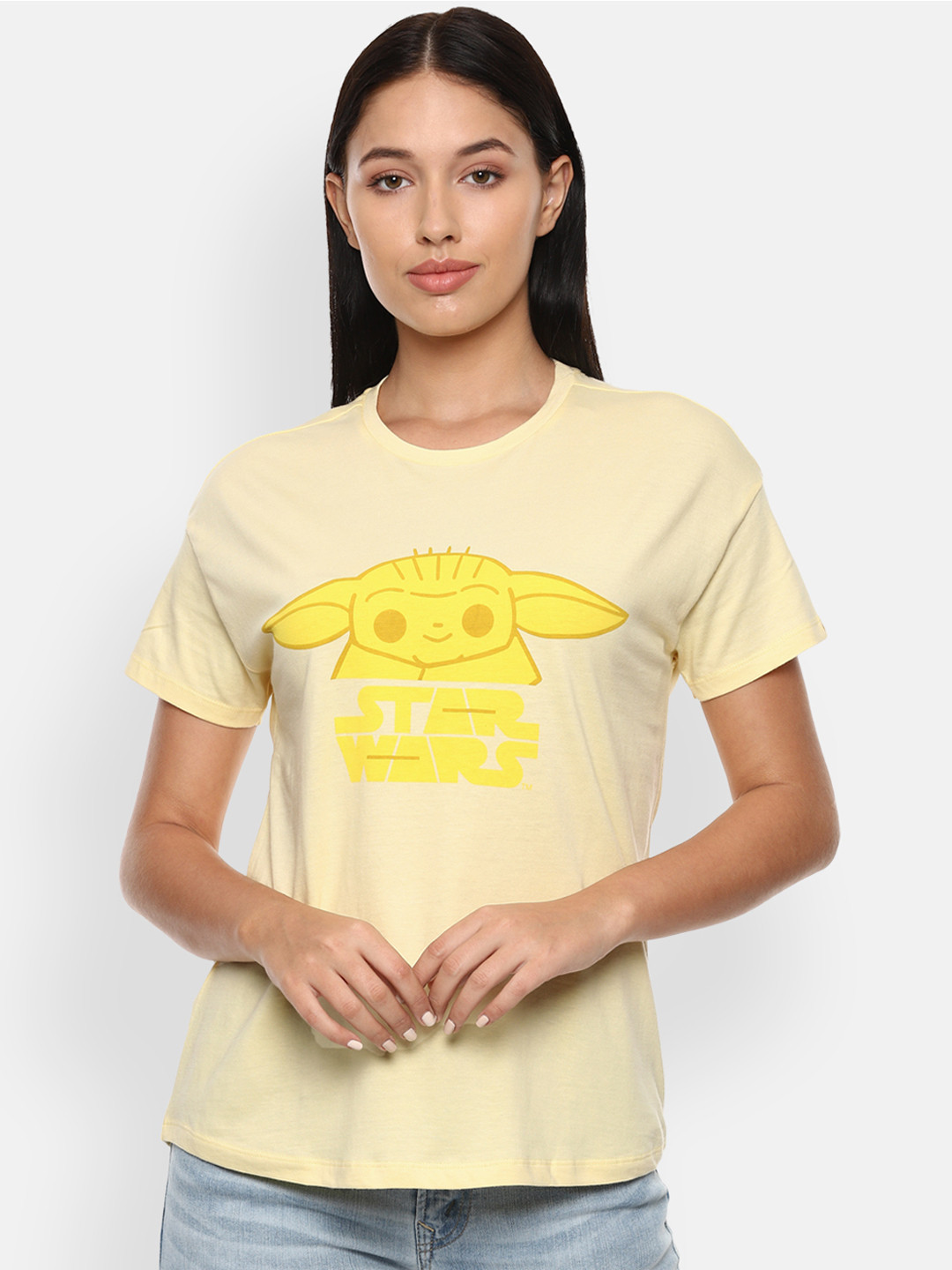 Van Heusen Woman Women Yellow Yoda Printed Pure Cotton T-shirt 
Van Heusen Woman Women Yellow Yoda Printed Pure Cotton T-shirt