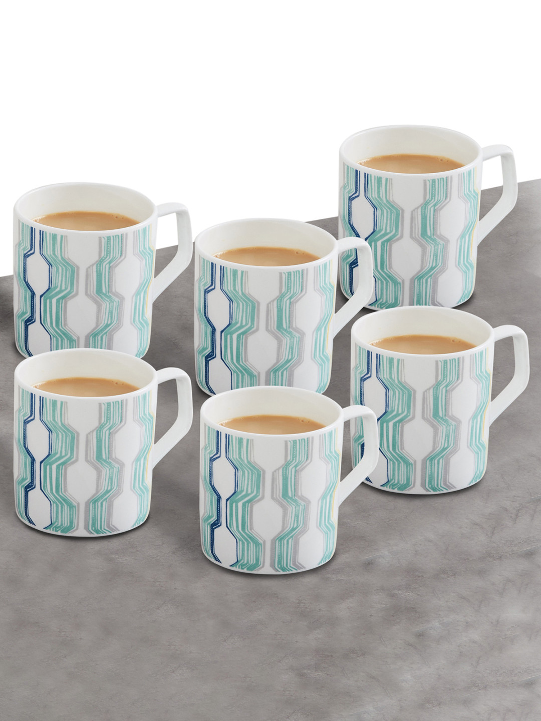 Home Centre Blue & White Pack Of 6 Printed Bone China Glossy Mugs 
Home Centre Blue & White Pack Of 6 Printed Bone China Glossy Mugs