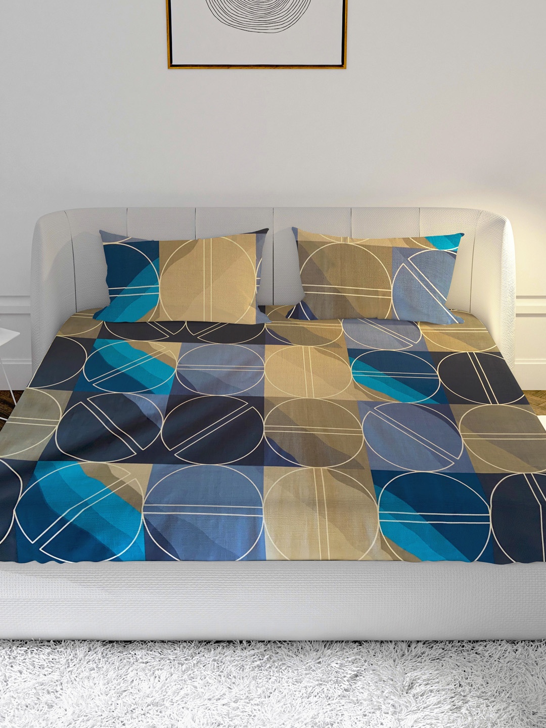 MAYFAIR HOMES LONDON Blue & Beige Geometric 144 TC King Bedsheet with 2 Pillow Covers
MAYFAIR HOMES LONDON Blue & Beige Geometric 144 TC King Bedsheet with 2 Pillow Covers