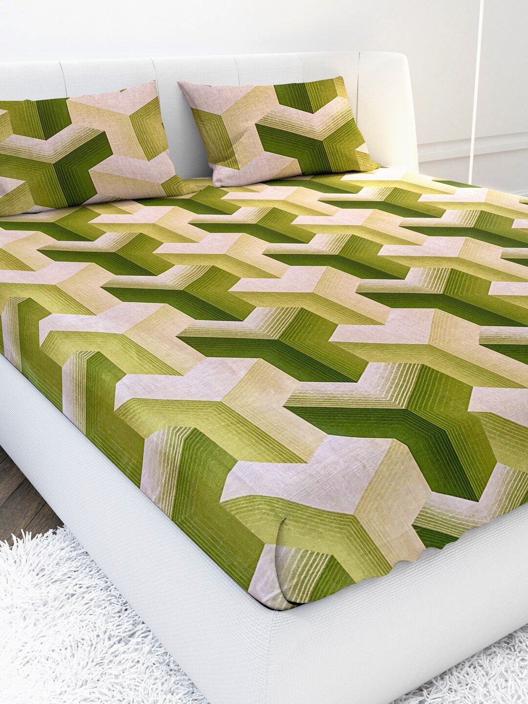 MAYFAIR HOMES LONDON Green & Beige Geometric 144 TC King Bedsheet with 2 Pillow Covers
MAYFAIR HOMES LONDON Green & Beige Geometric 144 TC King Bedsheet with 2 Pillow Covers