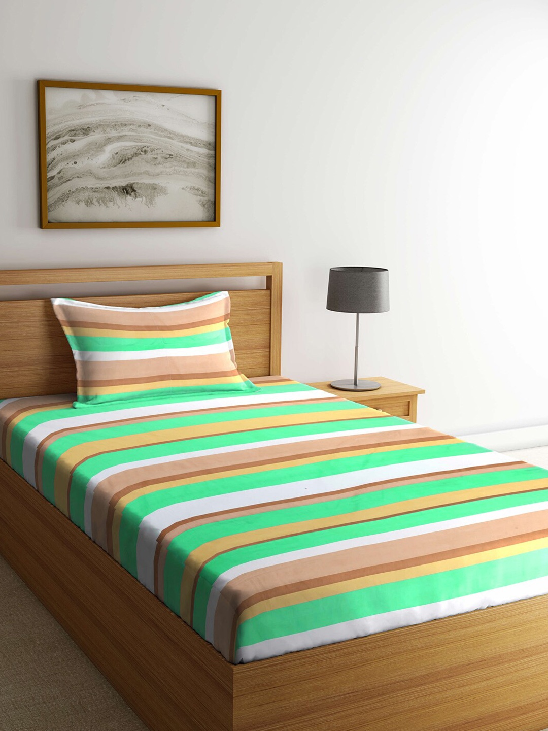 KLOTTHE Green & White Striped 300 TC Single Bedsheet with 1 Pillow Covers
KLOTTHE Green & White Striped 300 TC Single Bedsheet with 1 Pillow Covers