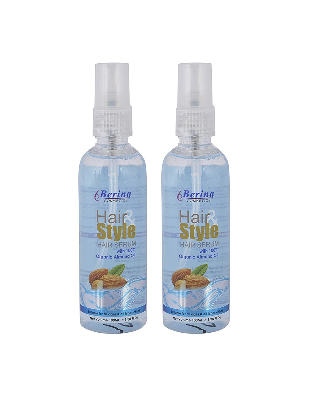 Berina Transparent Set of 2 Hair Serum with Almond Oil