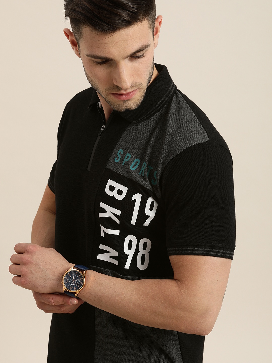 Moda Rapido Men Black Charcoal Grey Typography Printed Polo Collar Pure Cotton T-shirt
Moda Rapido Men Black Charcoal Grey Typography Printed Polo Collar Pure Cotton T-shirt
