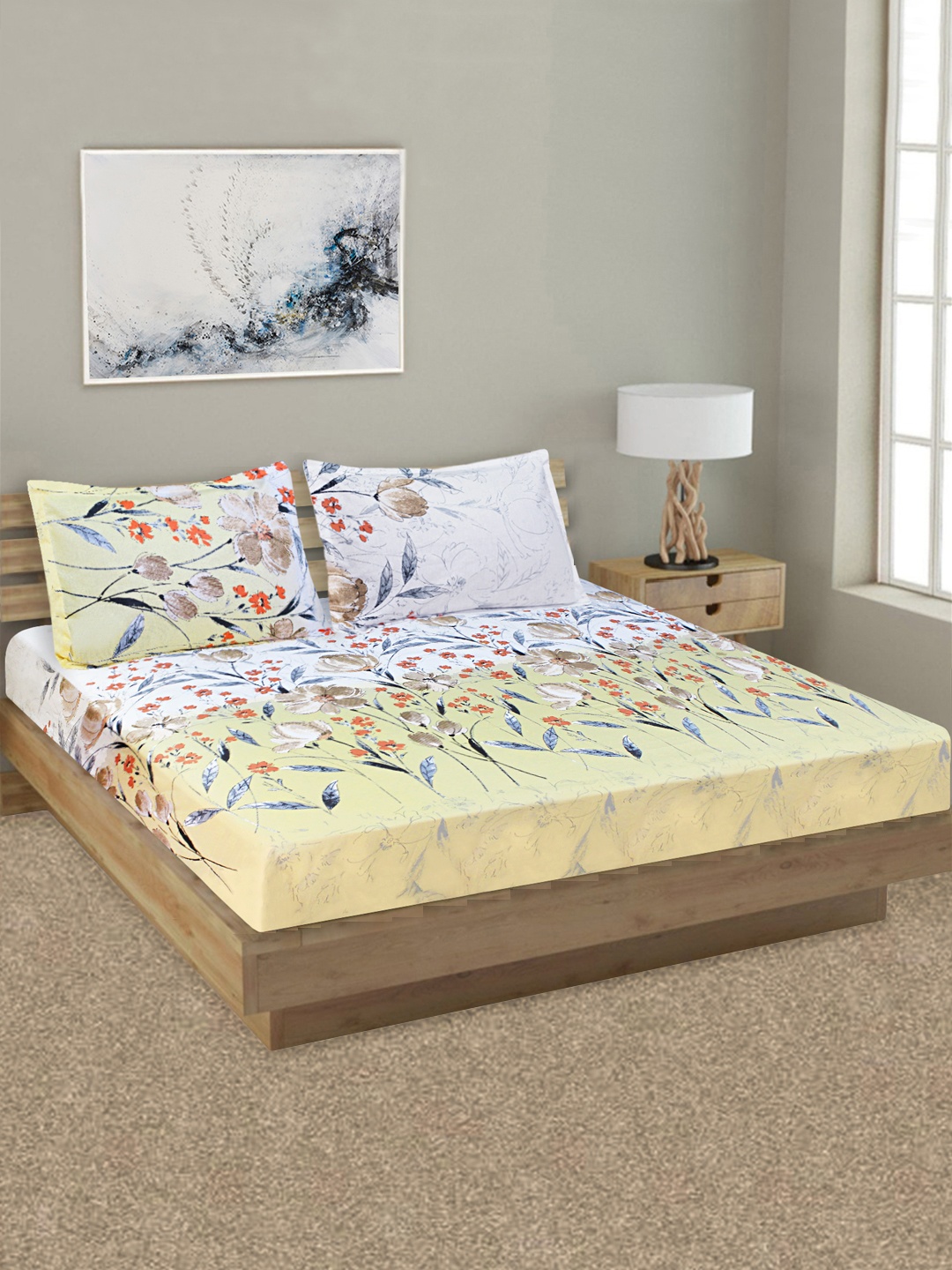 Good Homes by Home Candy Yellow & White Floral 144 TC King Bedsheet with 2 Pillow Covers
Good Homes by Home Candy Yellow & White Floral 144 TC King Bedsheet with 2 Pillow Covers