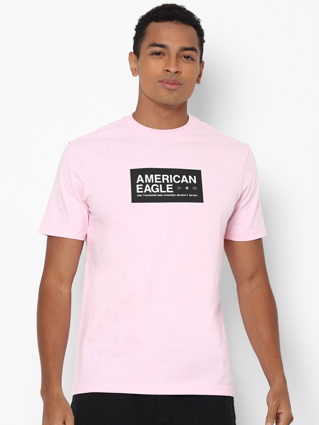 AMERICAN EAGLE OUTFITTERS Men Pink Typography Printed Pure Cotton T-shirt