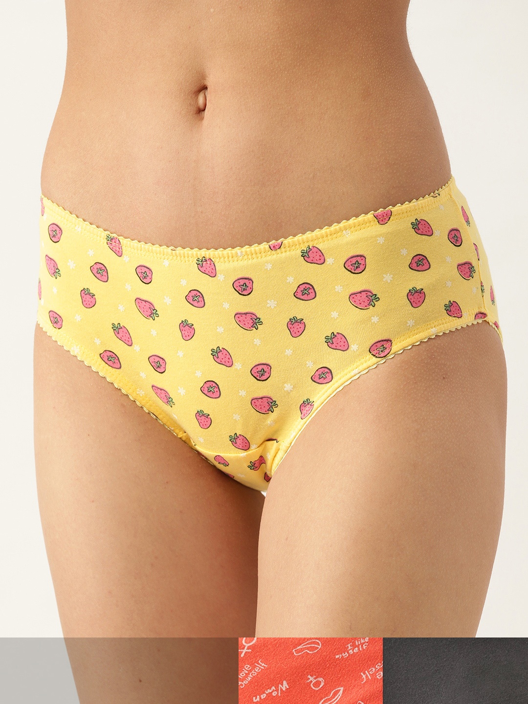 DressBerry Women Pack of 3 Pure Cotton Printed Hipster Briefs DB-PRT-HIP-NEW-019, Yellow
DressBerry Women Pack of 3 Pure Cotton Printed Hipster Briefs DB-PRT-HIP-NEW-019, Yellow