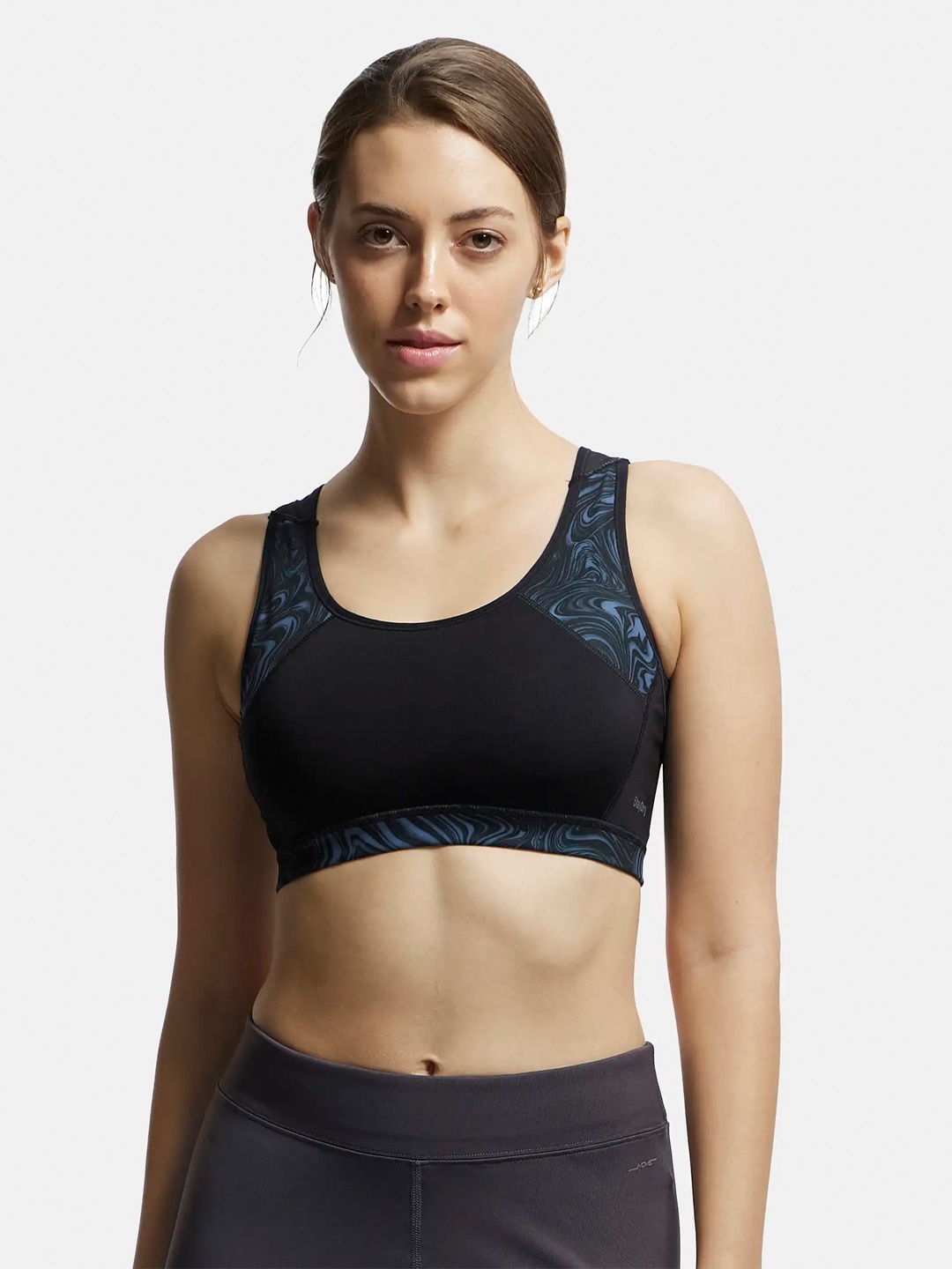 Jockey Women Black & Blue Abstract Print Workout Bra - Medium Support Anti Microbial
Jockey Women Black & Blue Abstract Print Workout Bra - Medium Support Anti Microbial