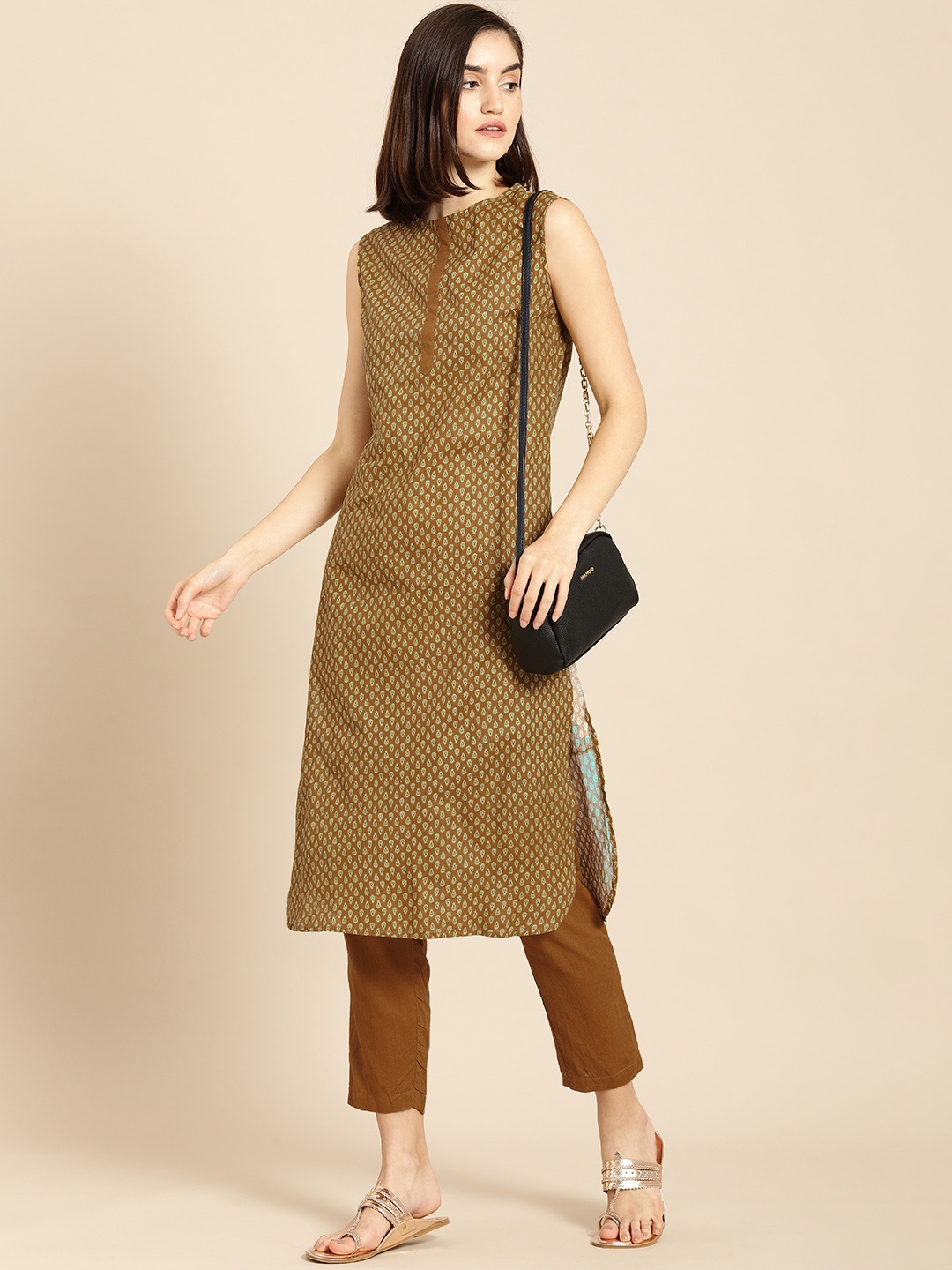 Anouk Women Olive Green & Brown Printed Regular Pure Cotton Kurta with Trousers
Anouk Women Olive Green & Brown Printed Regular Pure Cotton Kurta with Trousers