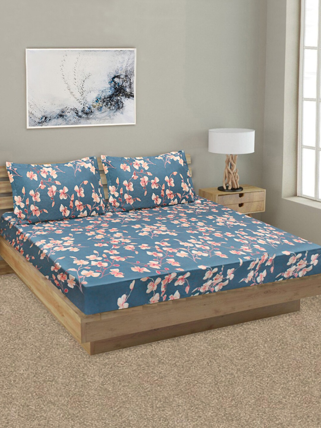 Good Homes by Home Candy Blue & Beige Floral 144 TC Queen Bedsheet with 2 Pillow Covers
Good Homes by Home Candy Blue & Beige Floral 144 TC Queen Bedsheet with 2 Pillow Covers