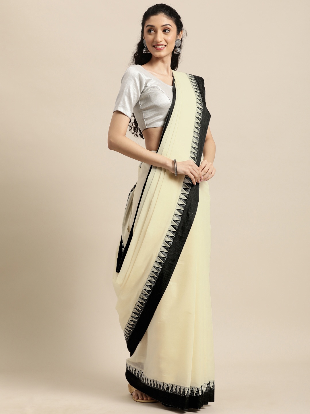 Thara Saree Off White Zari Pure Cotton Kasavu Sarees