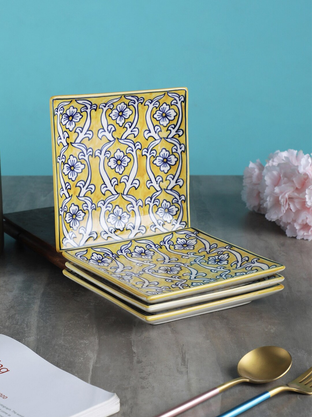 VarEesha Yellow & White 4 Pieces Handcrafted and Hand Painted Printed Ceramic Glossy Plates
VarEesha Yellow & White 4 Pieces Handcrafted and Hand Painted Printed Ceramic Glossy Plates