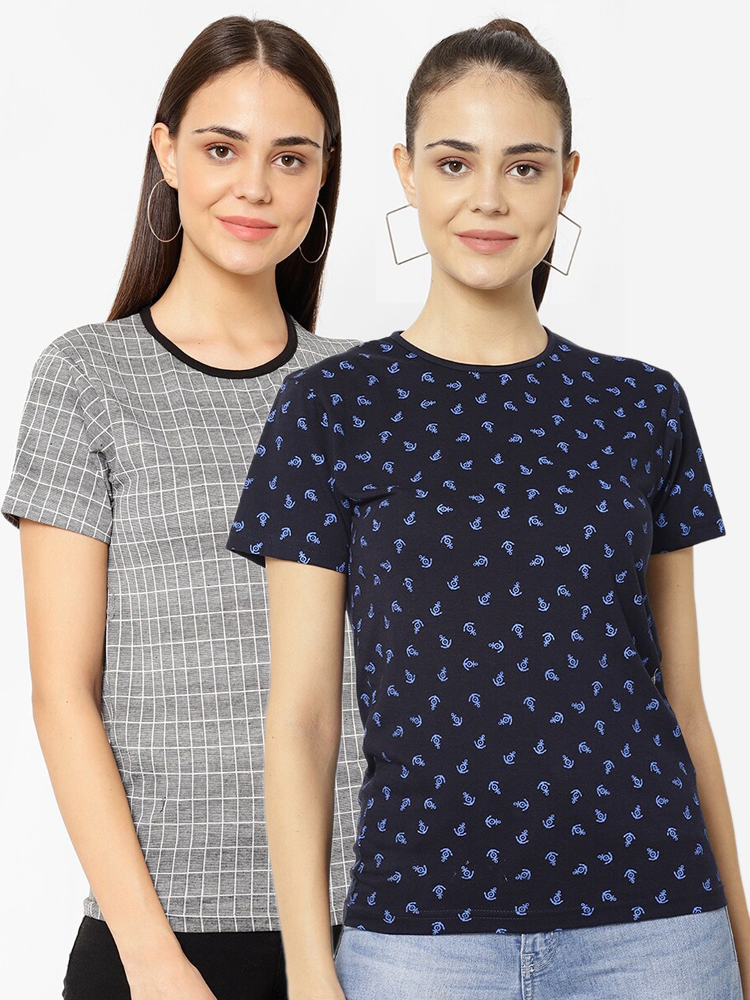 VIMAL JONNEY Women Pack Of 2 T-shirts, Navy blue