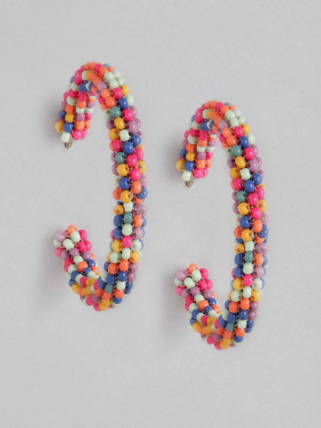 Blueberry Multicoloured Gold-Plated Beaded Handcrafted Crescent Shaped Half Hoop Earrings, Multi
Blueberry Multicoloured Gold-Plated Beaded Handcrafted Crescent Shaped Half Hoop Earrings, Multi