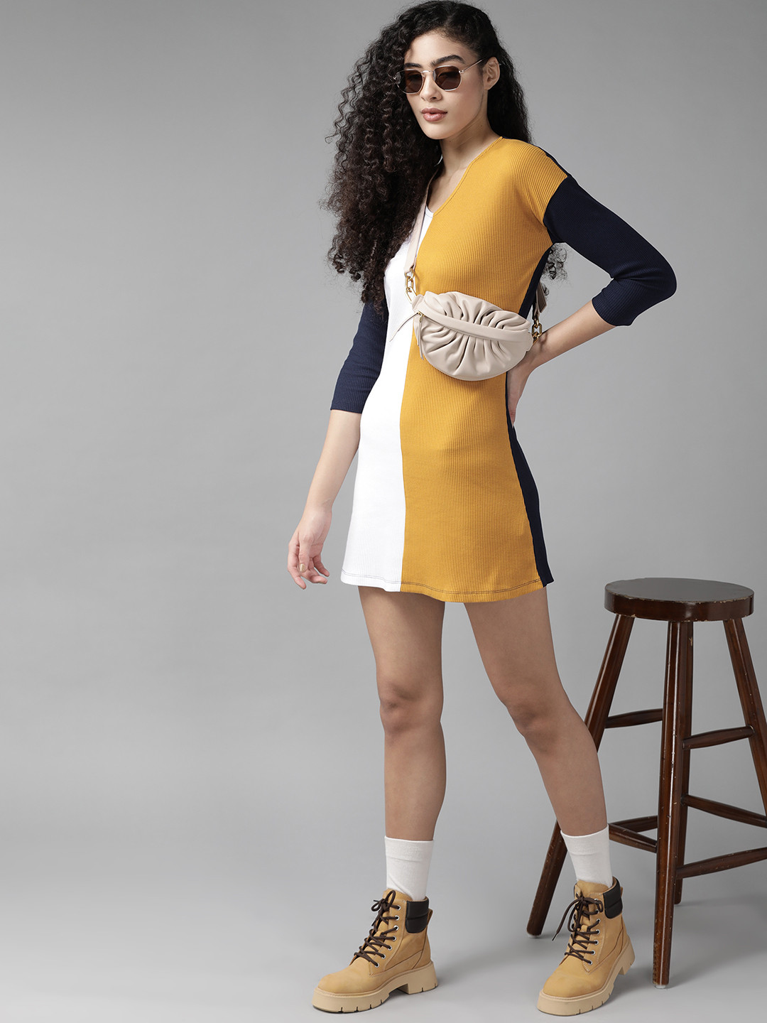 Roadster Mustard Yellow & White Colourblocked A-Line Dress
Roadster Mustard Yellow & White Colourblocked A-Line Dress