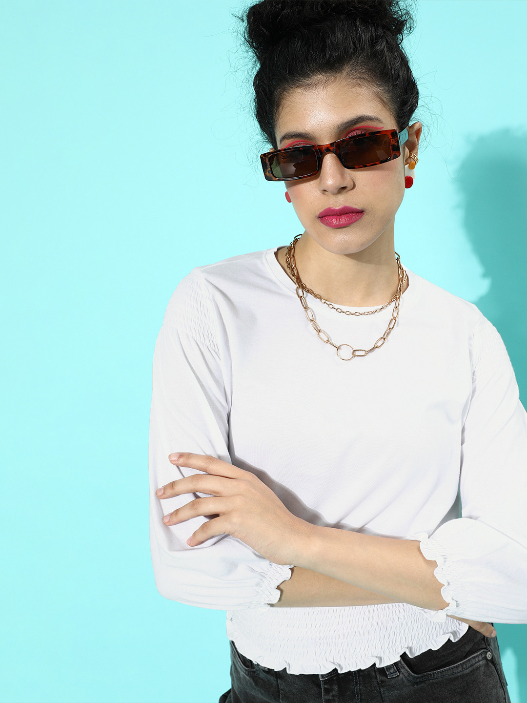 Roadster Women Blue Solid Smocked Top
Roadster Women Blue Solid Smocked Top