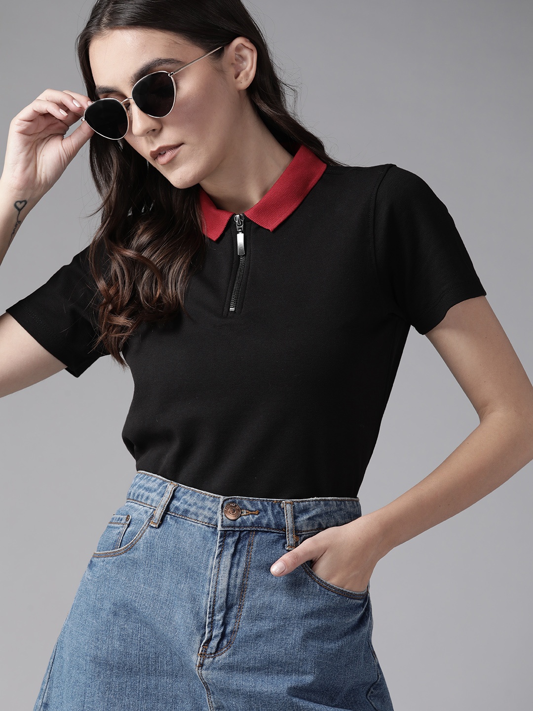 Roadster Women Black Solid Top
