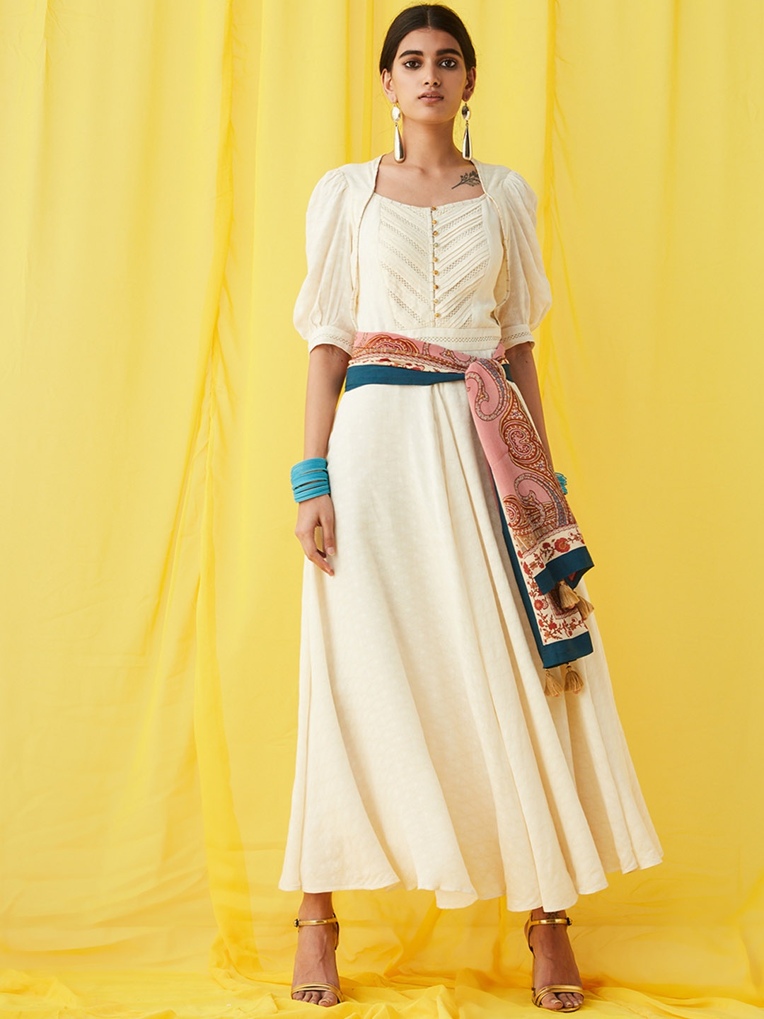Ritu Kumar Off White A-Line Maxi Dress