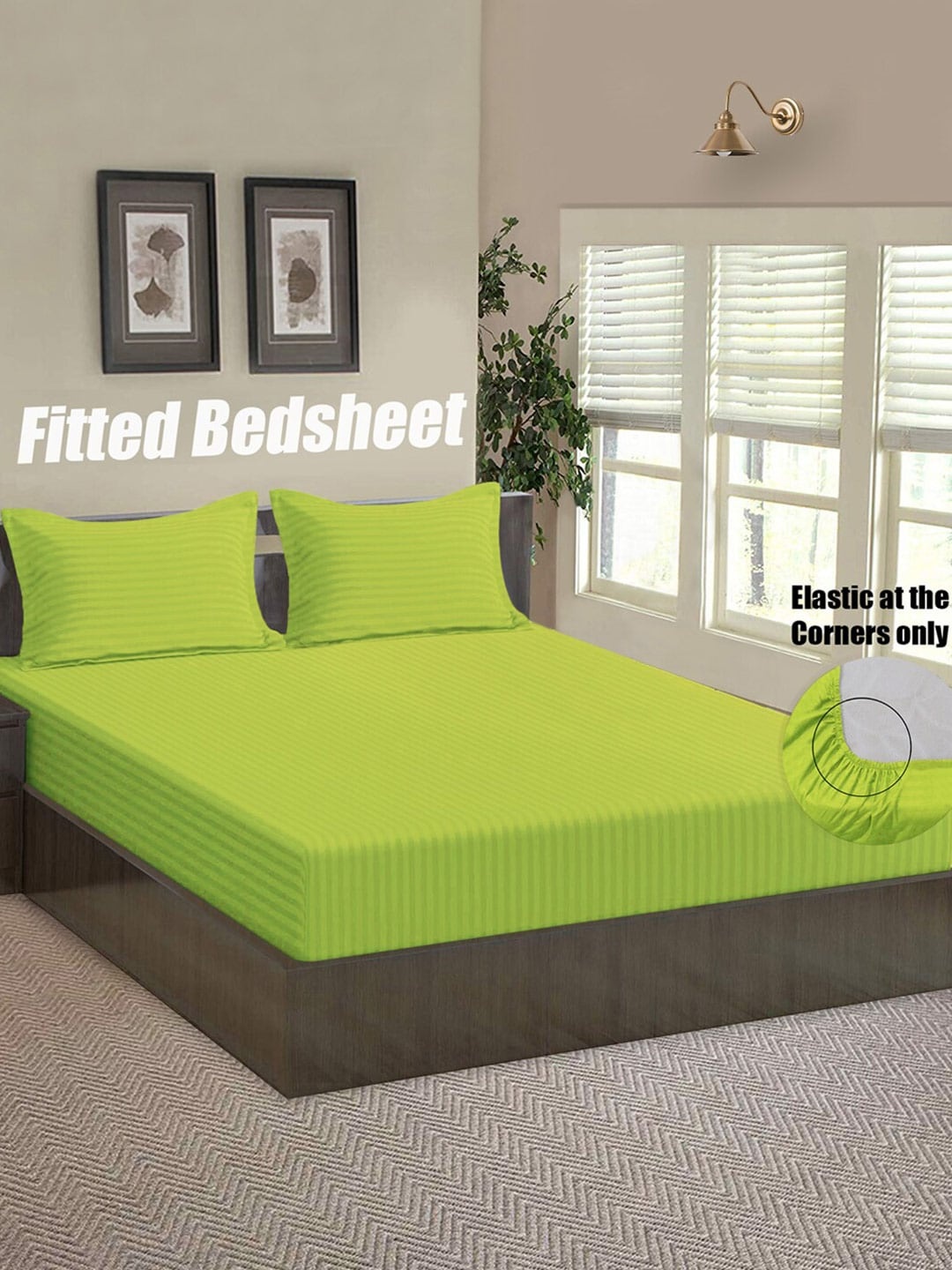 Good Homes by Home Candy Lime Green Striped 144 TC Queen Bedsheet with 2 Pillow Covers
Good Homes by Home Candy Lime Green Striped 144 TC Queen Bedsheet with 2 Pillow Covers