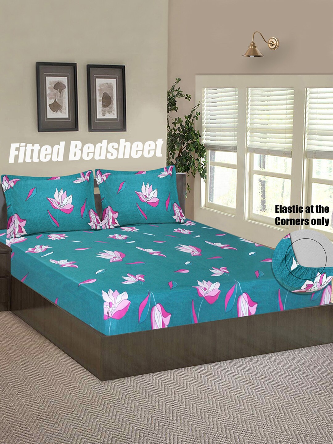 Good Homes by Home Candy Teal & Pink Floral 144 TC Queen Bedsheet with 2 Pillow Covers
Good Homes by Home Candy Teal & Pink Floral 144 TC Queen Bedsheet with 2 Pillow Covers