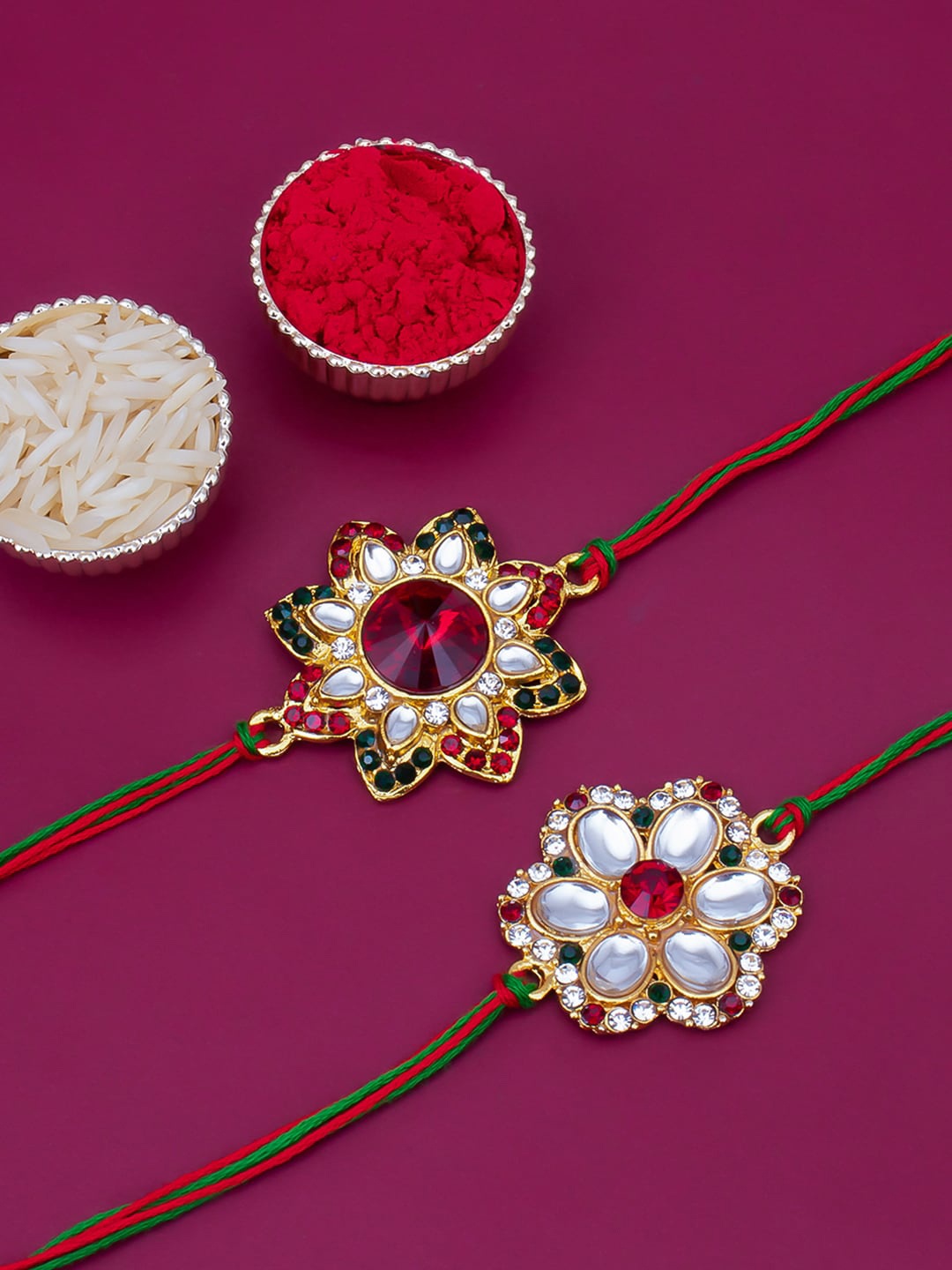 Sukkhi Rakhi Men Set Of 2 Gold-Plated & Red Thread Rakhi With Roli Chawal & Greeting Card
Sukkhi Rakhi Men Set Of 2 Gold-Plated & Red Thread Rakhi With Roli Chawal & Greeting Card