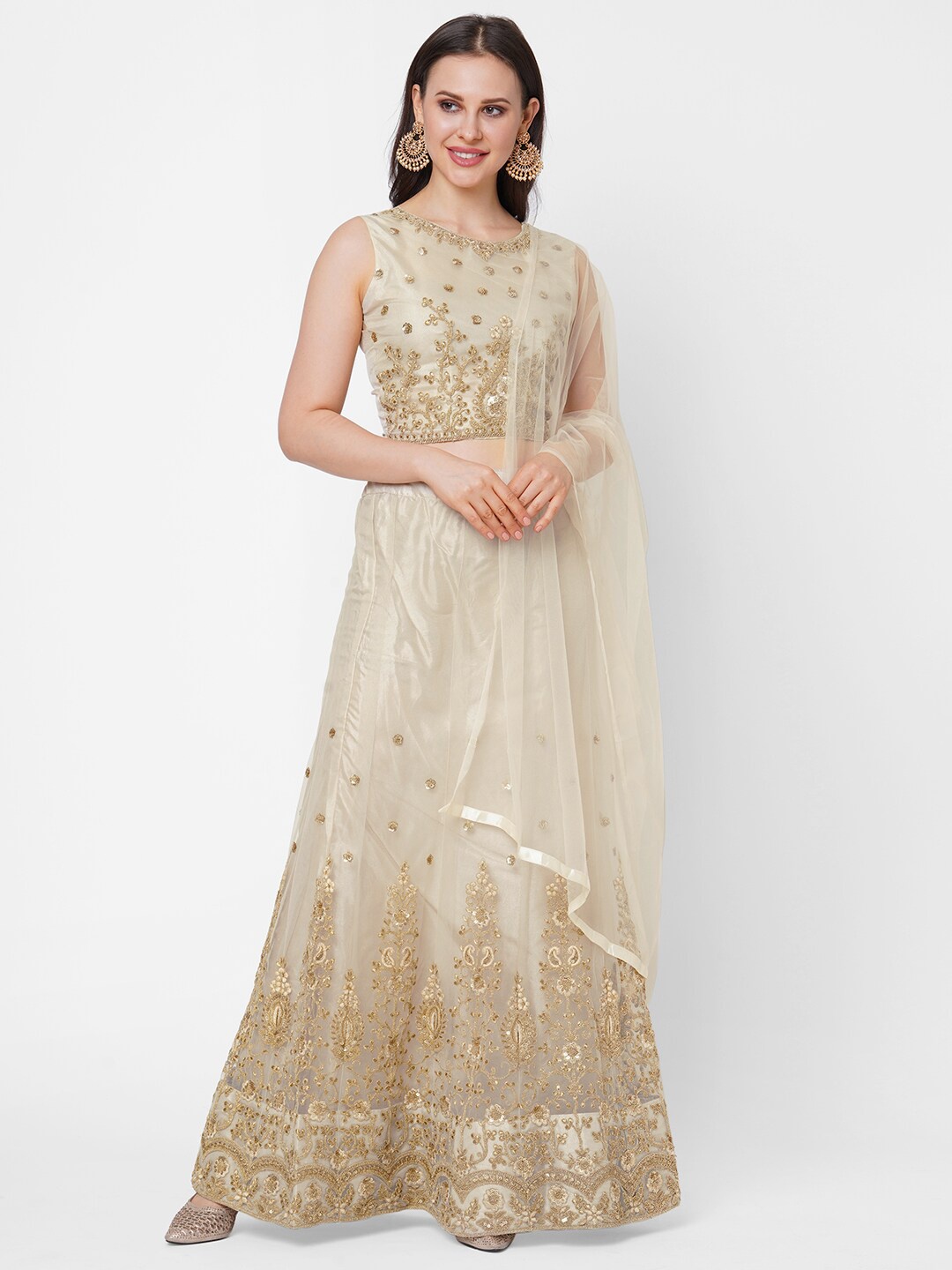 RedRound Beige & Gold-Toned Embellished Semi-Stitched Lehenga & Unstitched Blouse With Dupatta
RedRound Beige & Gold-Toned Embellished Semi-Stitched Lehenga & Unstitched Blouse With Dupatta