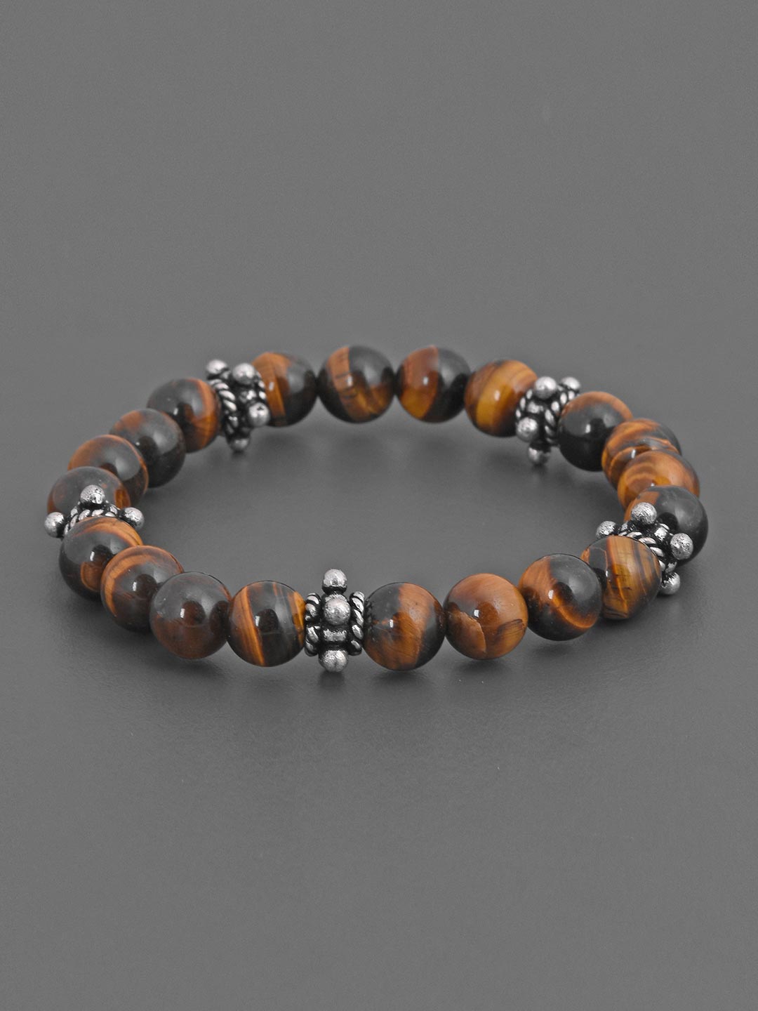 Tistabene Men Brown & Silver-Toned Charm Bracelet